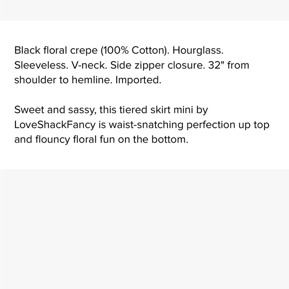 🩷LOVESHACKFANCY DRESS TIERED RUFFLE BLACK PINK ROSE PRINT STRETCH 10🩷 - Picture 8 of 8